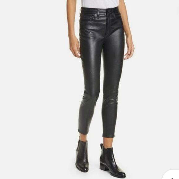 NWOT Women’s rag & bone Nina 100% Lamb Leather Pants in Black SZ 27 - Picture 1 of 5